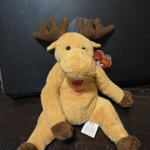 Ty Plush Moose Toy - Tan and Brown